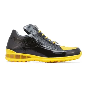 Mauri Shoes Mauri Bubble in Black / Yellow Mens Exotic Crocodile / Patent Leather Sneakers