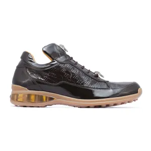 Mauri Shoes Mauri Bubble in Dune / Dark Brown Mens Baby Crocodile and Patent Print Leather Sneakers