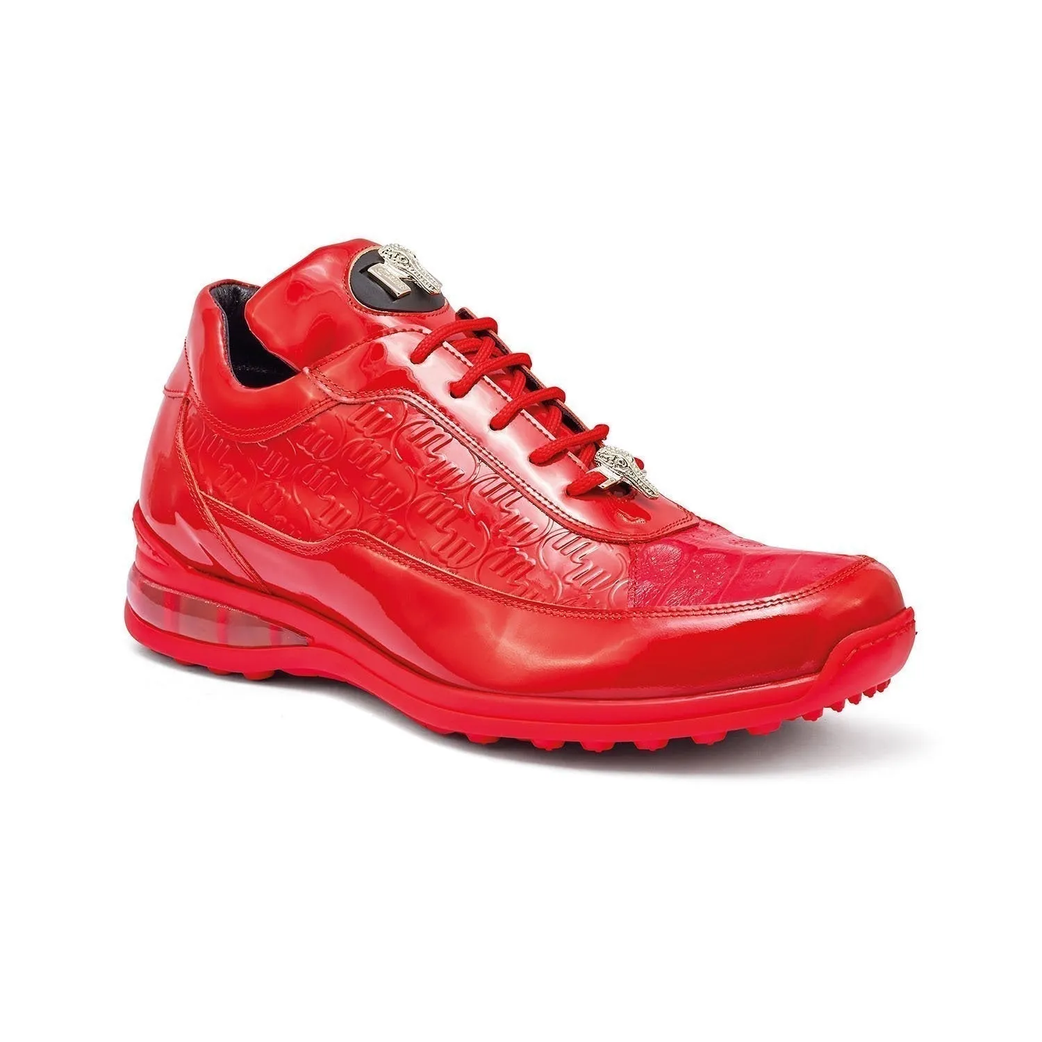 Mauri Shoes Mauri Bubble in Red Mens Exotic Crocodile / Patent Embossed Leather Casual Sneakers