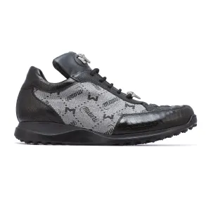 Mauri Shoes Mauri Carange in Black / Grey Mens Ostrich Leg / Hornback Crown / Fabric Sneakers
