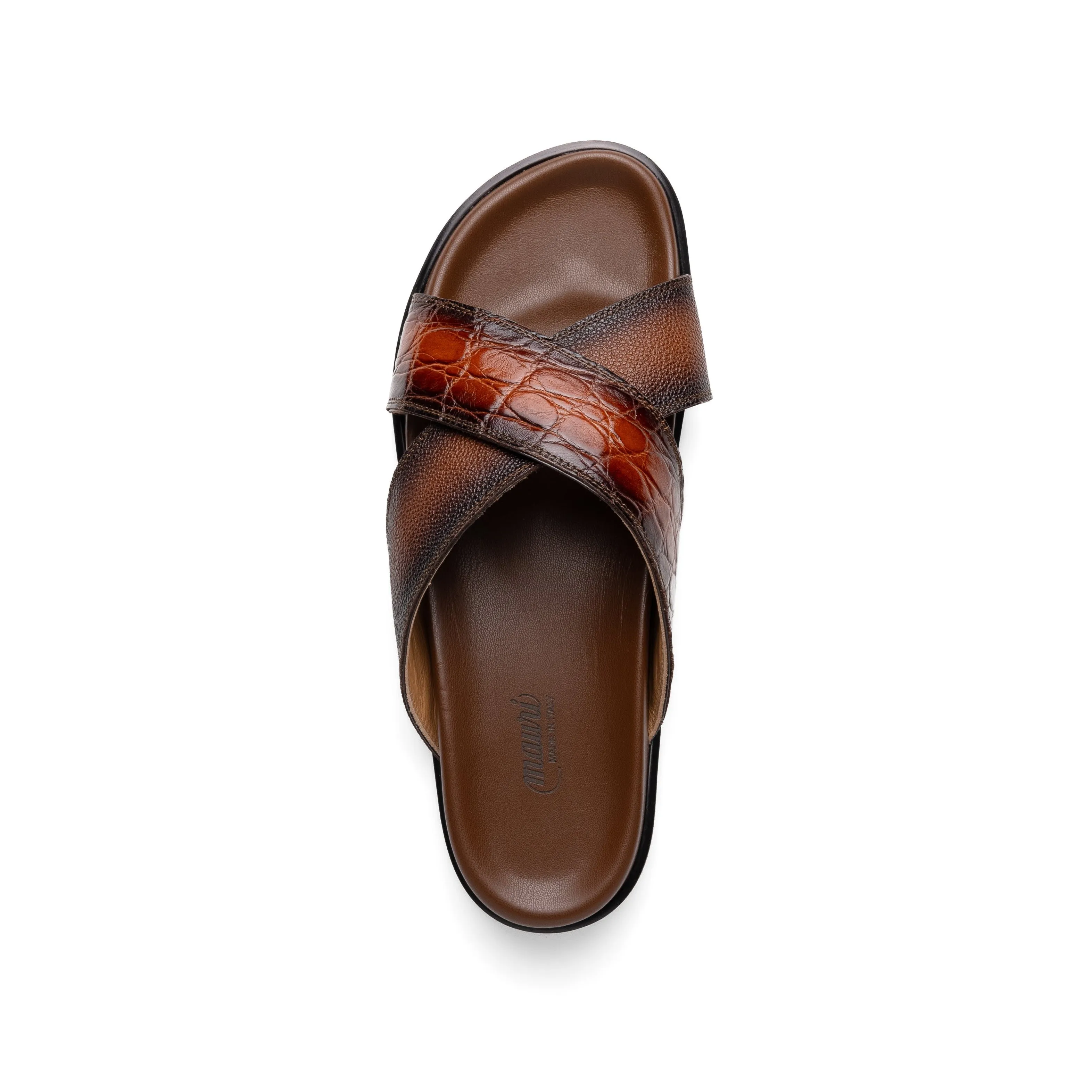 Mauri Shoes Mauri Coral in Cognac / Dirty T.Moro Mens Exotic Alligator / Time Leather Slip-on Sandals