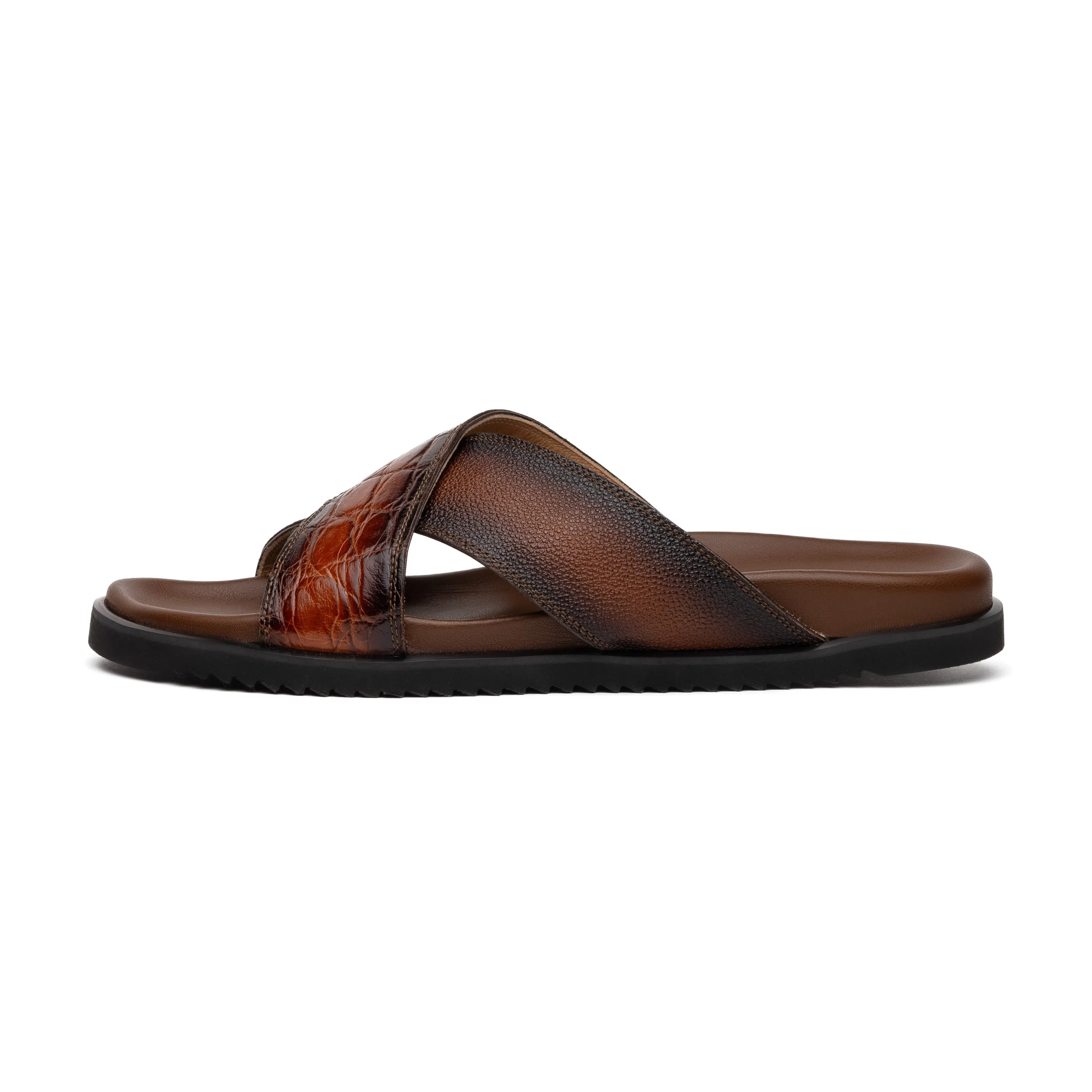 Mauri Shoes Mauri Coral in Cognac / Dirty T.Moro Mens Exotic Alligator / Time Leather Slip-on Sandals