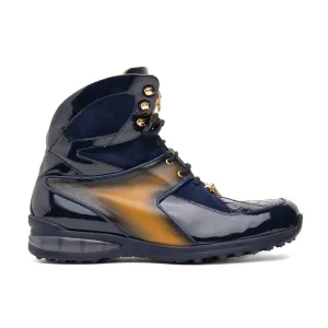 Mauri Shoes Mauri Diamond in Wonder Blue / Toffee / Dirty Wonder Blue Mens Exotic Crocodile / Suede / Nappa / Patent Leather High-Top Sneakers