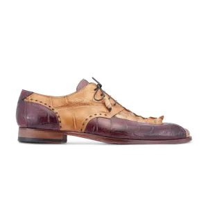 Mauri Shoes Mauri Groove in Bone / T.Moro / Brandy Mens Exotic Alligator / Hornback Dress Derby Oxfords