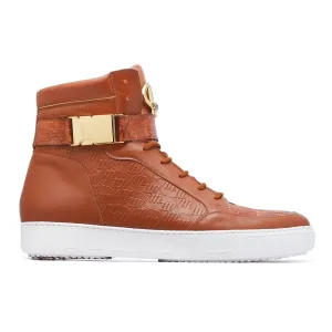 Mauri Shoes Mauri Hitman in Cognac Mens Exotic Crocodile / Nappa Leather High-Top Sneakers