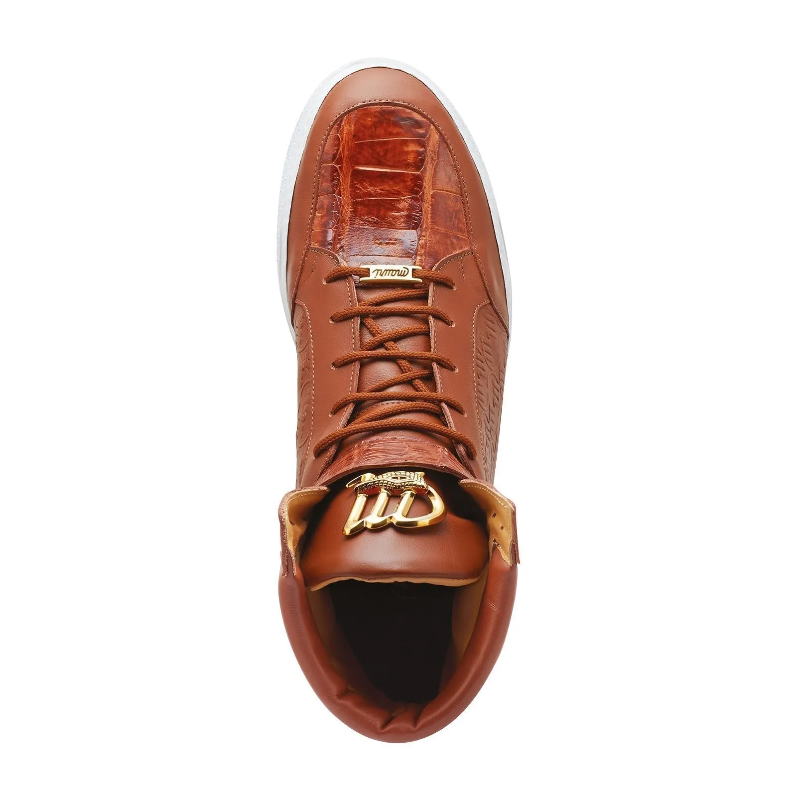 Mauri Shoes Mauri Hitman in Cognac Mens Exotic Crocodile / Nappa Leather High-Top Sneakers