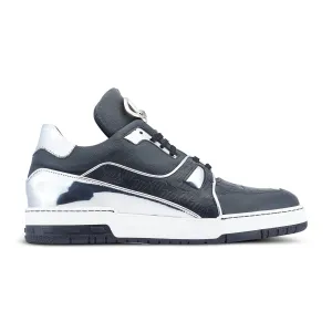 Mauri Shoes Mauri Hoodlum in Black / Silver Mens Exotic Crocodile / Calf-Skin Leather Casual Sneakers