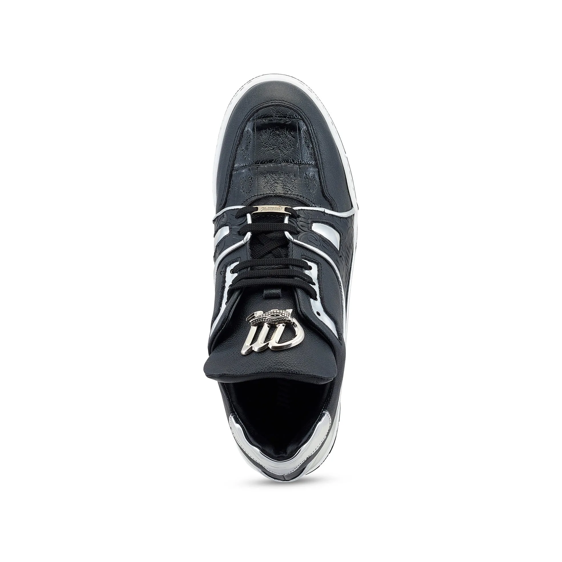 Mauri Shoes Mauri Hoodlum in Black / Silver Mens Exotic Crocodile / Calf-Skin Leather Casual Sneakers