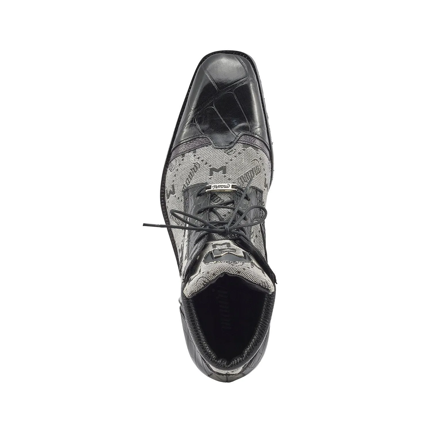 Mauri Shoes Mauri Jetset in Black / Grey Mens Exotic Alligator / Ostrich Leg / Mauri Fabric Derby Boots