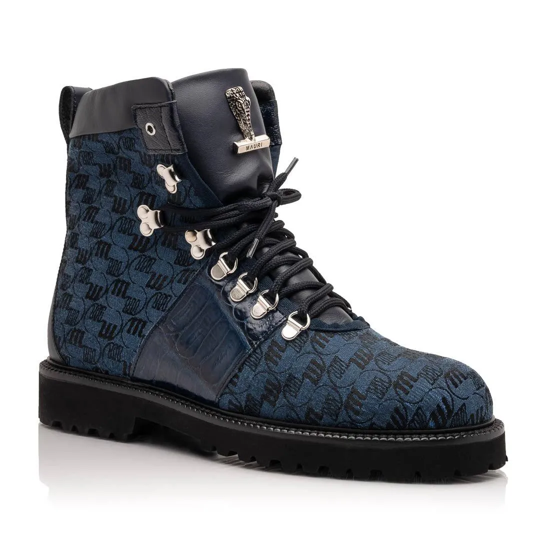 Mauri Shoes Mauri O.G in Wonder Blue Mens Exotic Crocodile / Ostrich / Fabric / Calf-Skin Leather Boots