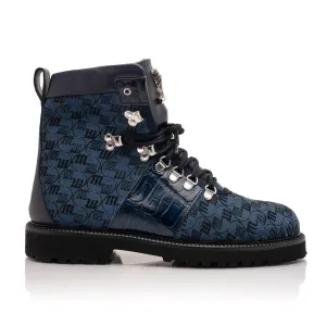 Mauri Shoes Mauri O.G in Wonder Blue Mens Exotic Crocodile / Ostrich / Fabric / Calf-Skin Leather Boots