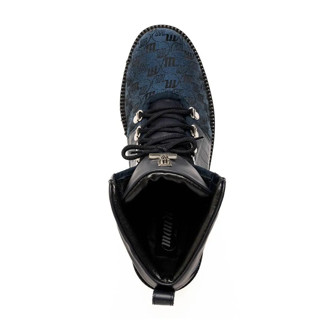 Mauri Shoes Mauri O.G in Wonder Blue Mens Exotic Crocodile / Ostrich / Fabric / Calf-Skin Leather Boots