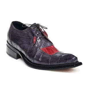 Mauri Shoes Mauri Pino Medium Grey / Bordeaux Mens Exotic Alligator Body Oxfords