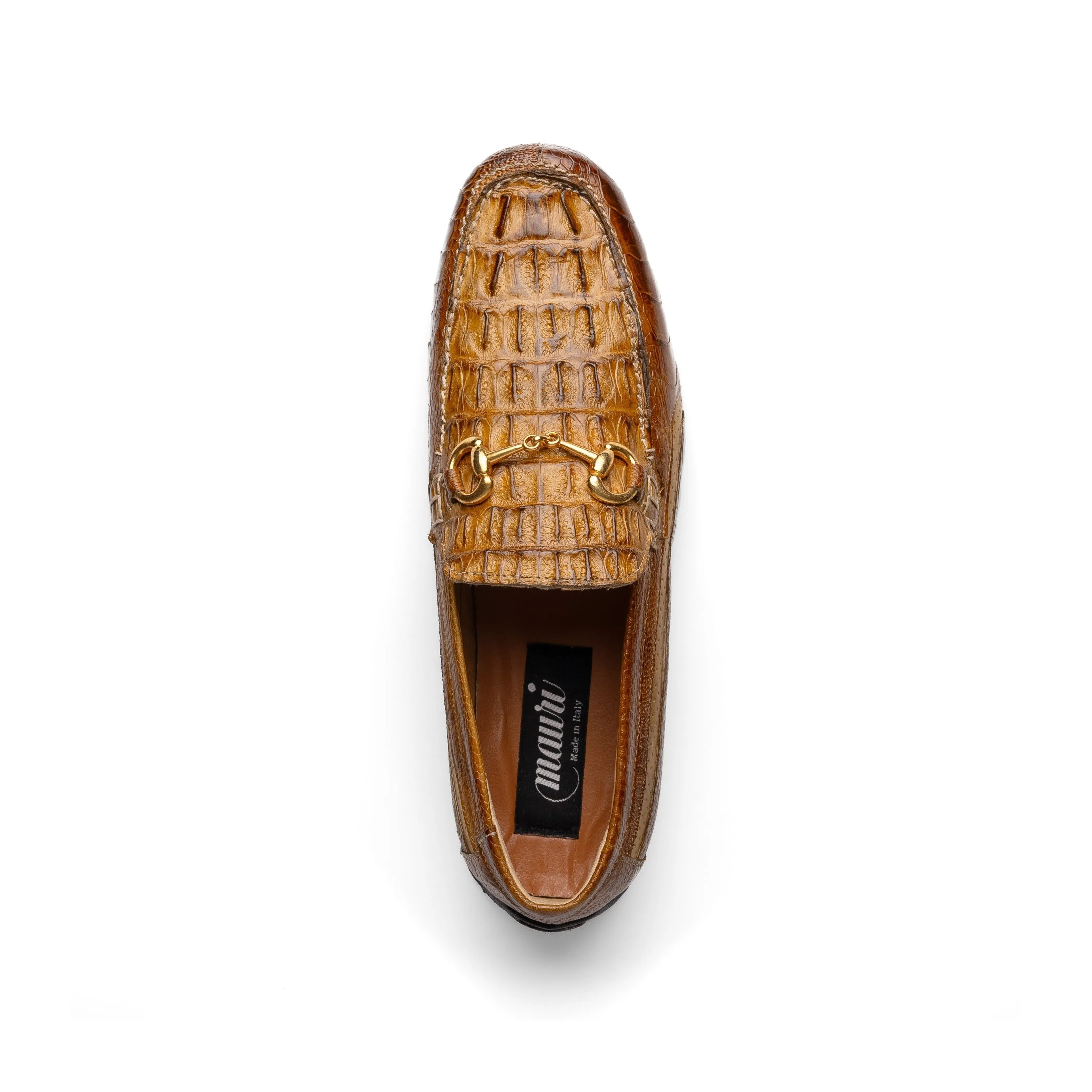 Mauri Shoes Mauri Polo in Mustard Mens Exotic Hornback / Ostrich Leg / Calf-Skin Leather Moccasin Driver Horsebit Loafers
