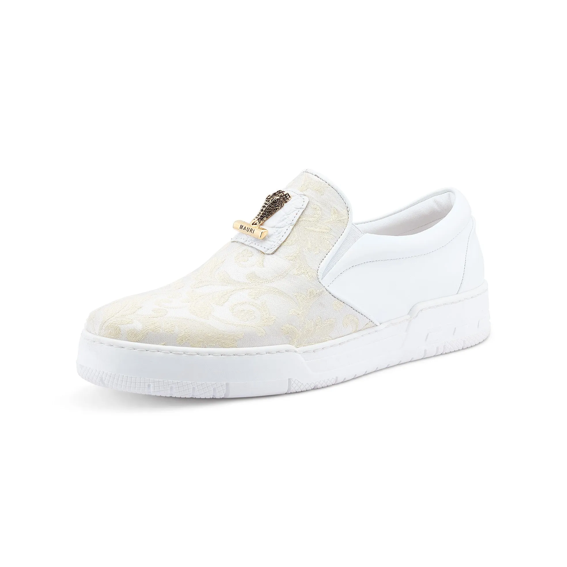 Mauri Shoes Mauri Posh in White / Ivory Mens Alligator, Nappa Leather & Fabric Casual Slip-On Sneakers