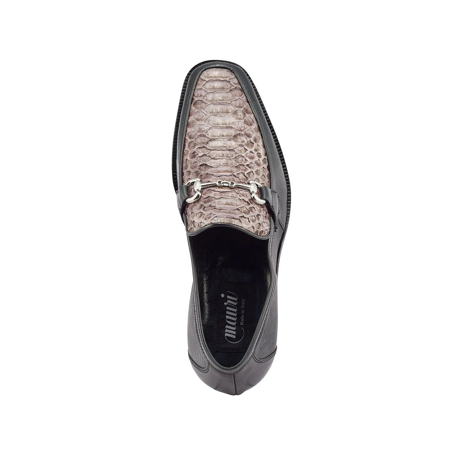 Mauri Shoes Mauri Priest in Black / Medium Grey Mens Exotic Iguana / Python Men's Shoes Horsebit Loafers