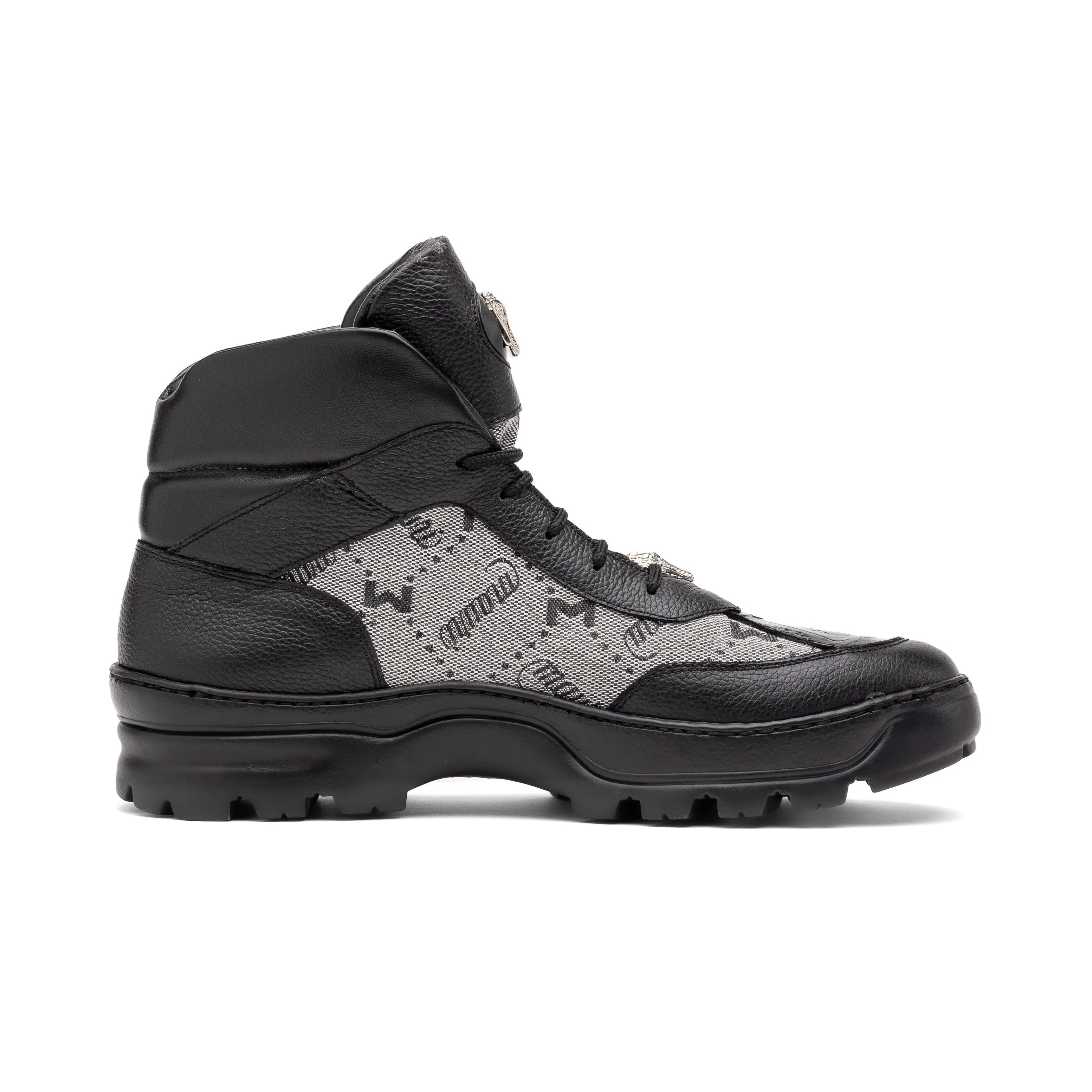 Mauri Shoes Mauri Pyro in Black / Grey Mens Exotic Crocodile / Fabric / Nappa Leather Boots