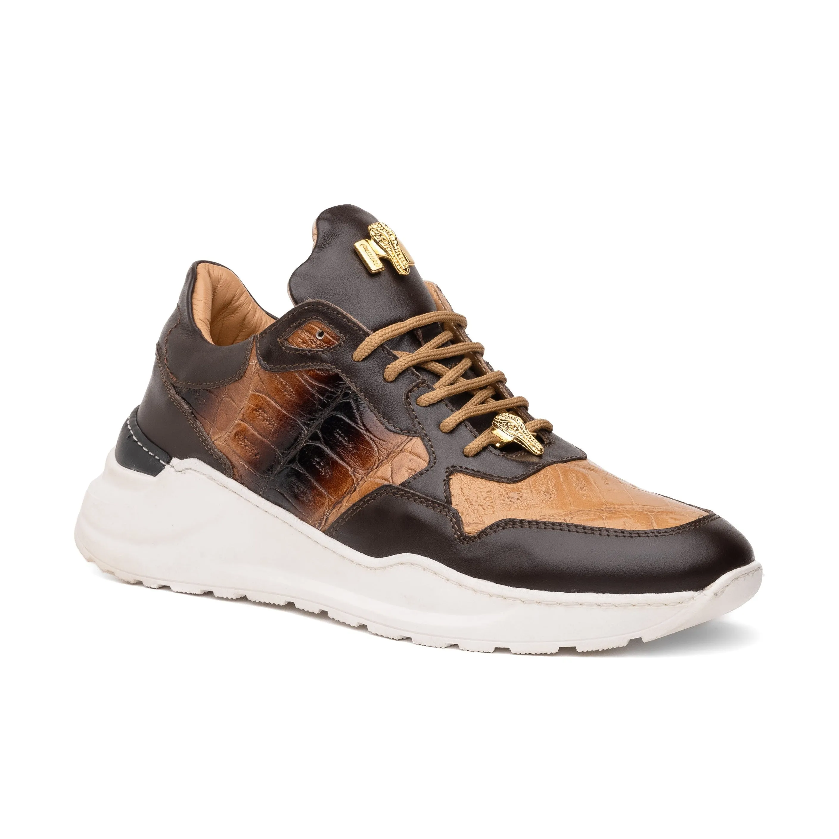 Mauri Shoes Mauri Runner in Sport Rust / Dune Mens Exotic Crocodile / Nappa Leather Casual Bubble Sneakers