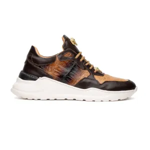 Mauri Shoes Mauri Runner in Sport Rust / Dune Mens Exotic Crocodile / Nappa Leather Casual Bubble Sneakers
