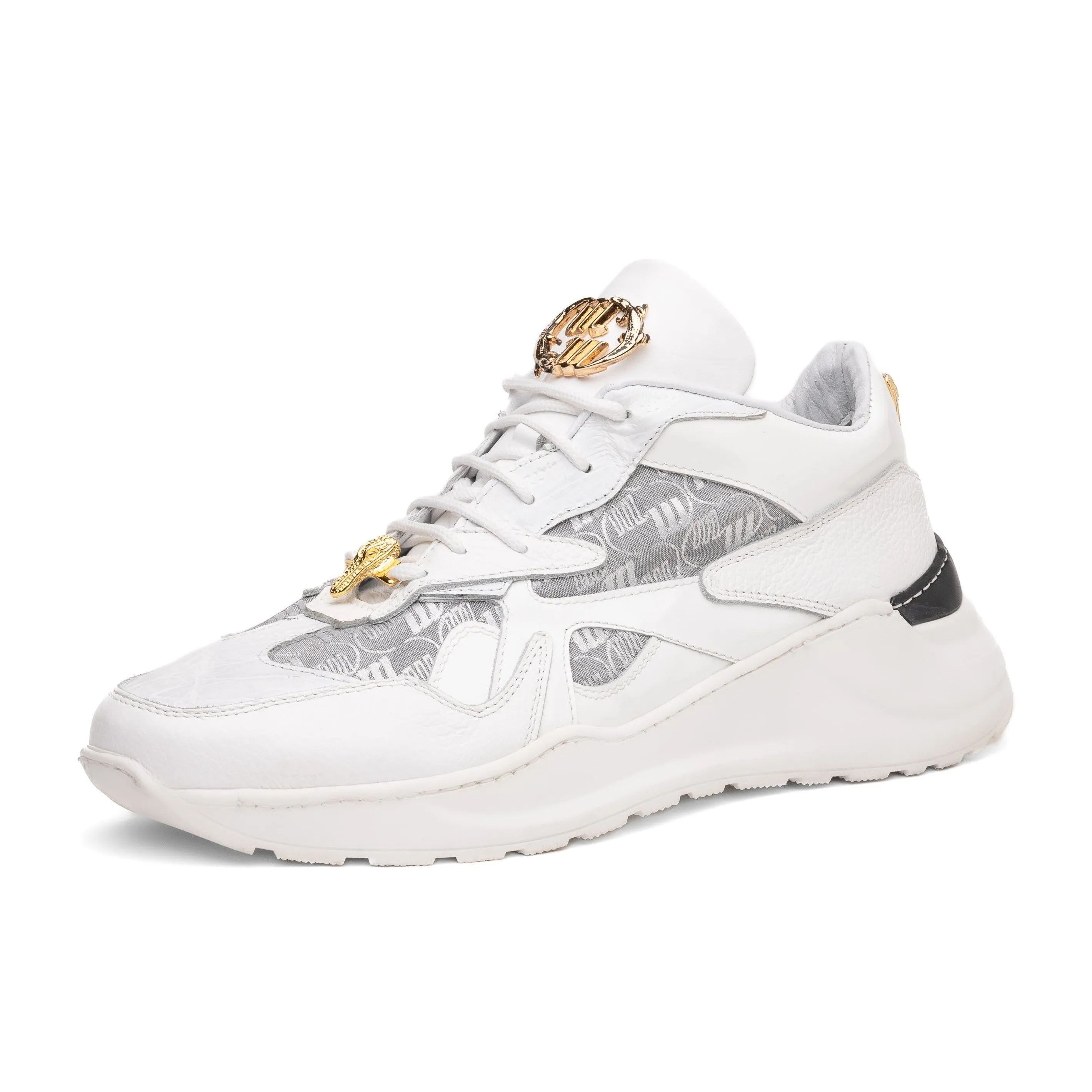 Mauri Shoes Mauri Sonic in White / Acid Raindrops Mens Exotic Crocodile / Nappa Leather / Fabric Casual Bubble Sneakers