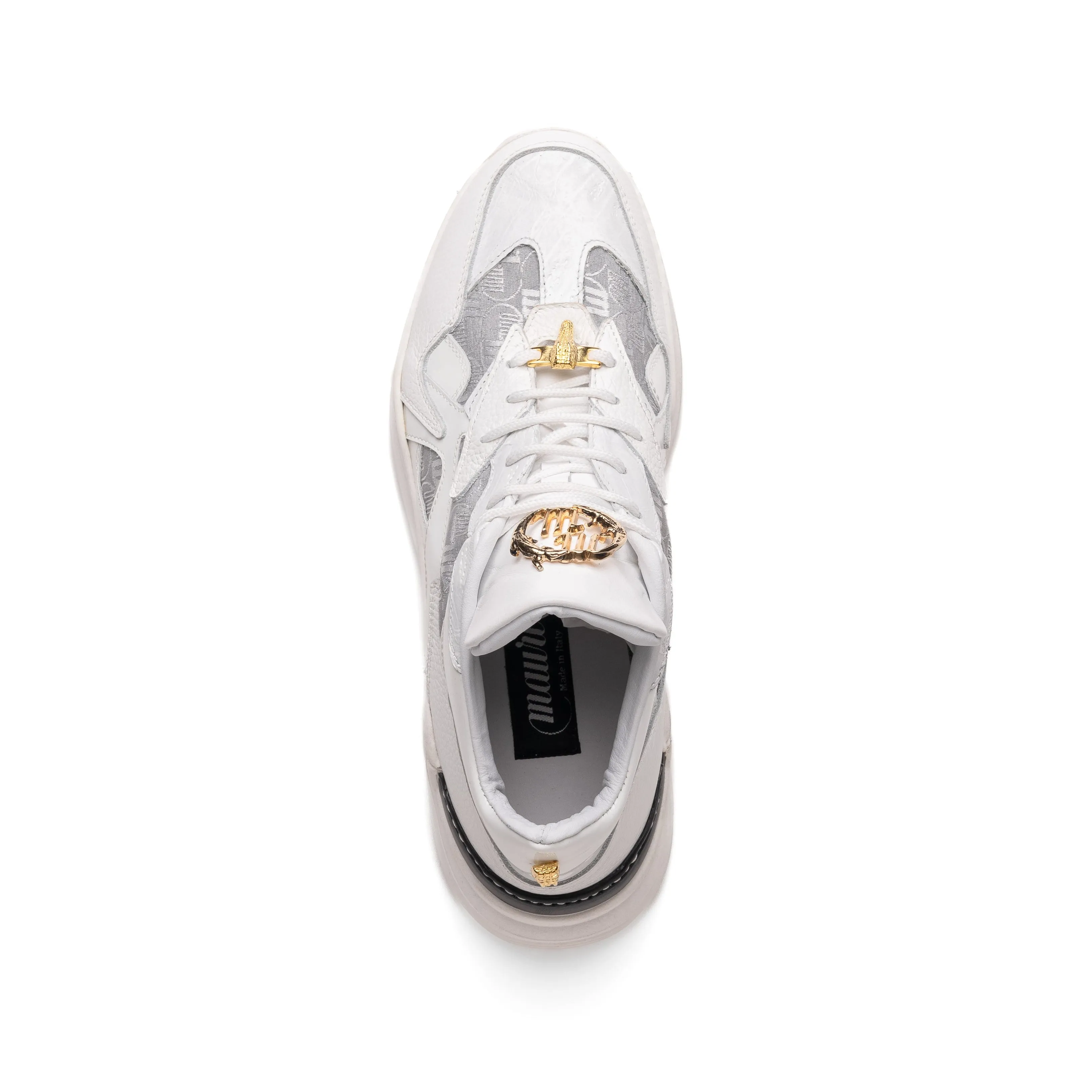 Mauri Shoes Mauri Sonic in White / Acid Raindrops Mens Exotic Crocodile / Nappa Leather / Fabric Casual Bubble Sneakers