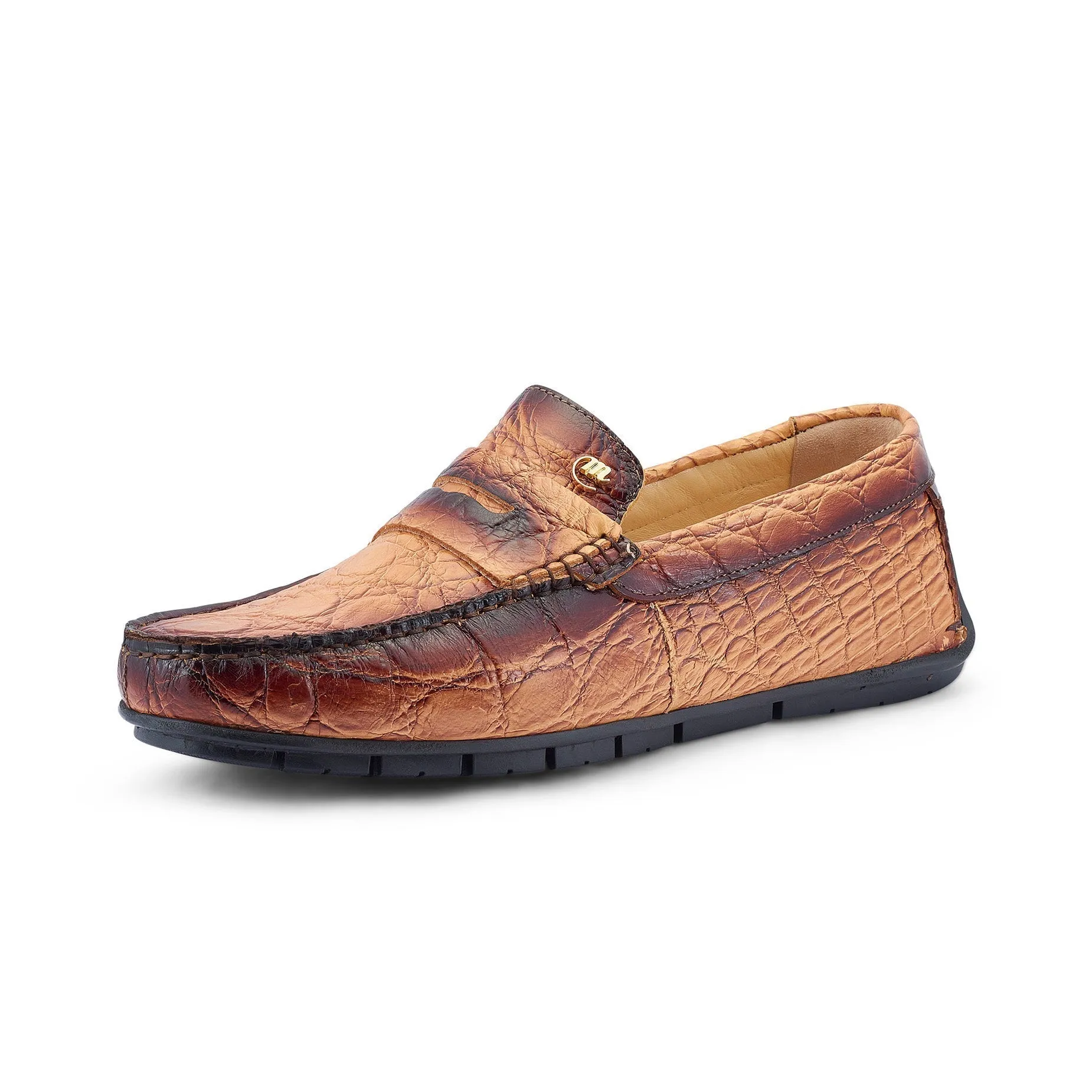 Mauri Shoes Mauri Sprinter in Dune / Dirty Gold Mens Exotic Alligator Driver Moccasins Loafers