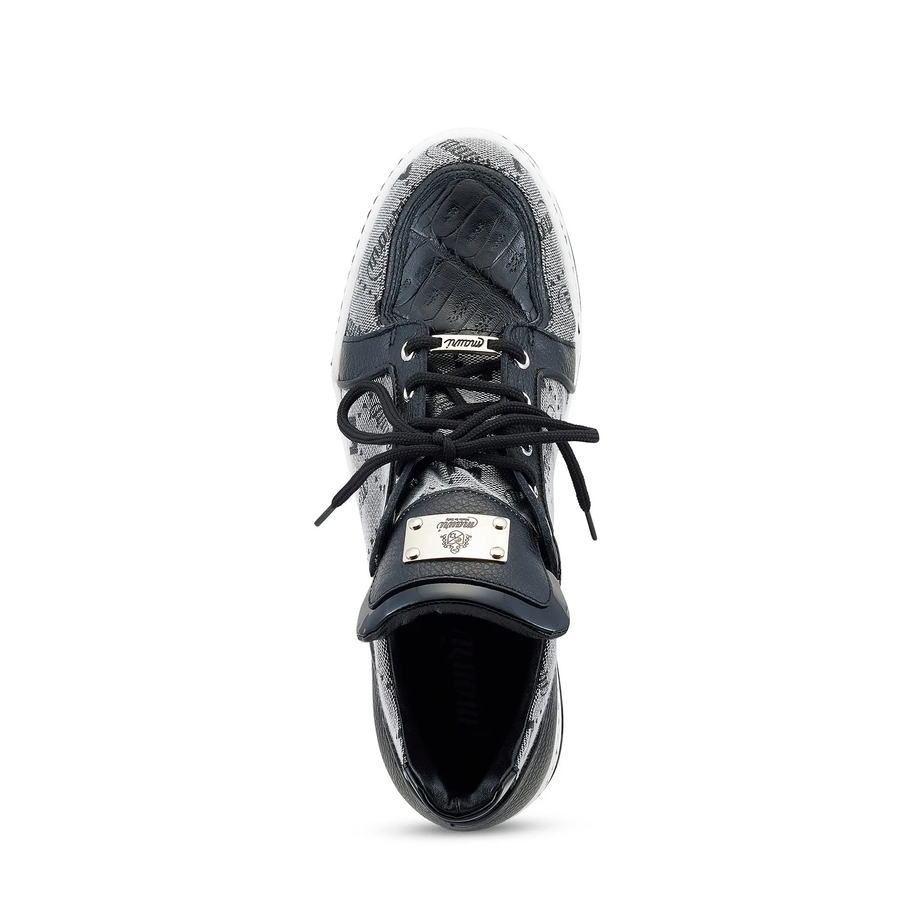 Mauri Shoes Mauri Supreme in Black / Grey Mens Exotic Crocodile / Fabric / Calf-Skin Leather Casual Sneakers