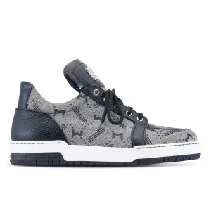 Mauri Shoes Mauri Supreme in Black / Grey Mens Exotic Crocodile / Fabric / Calf-Skin Leather Casual Sneakers