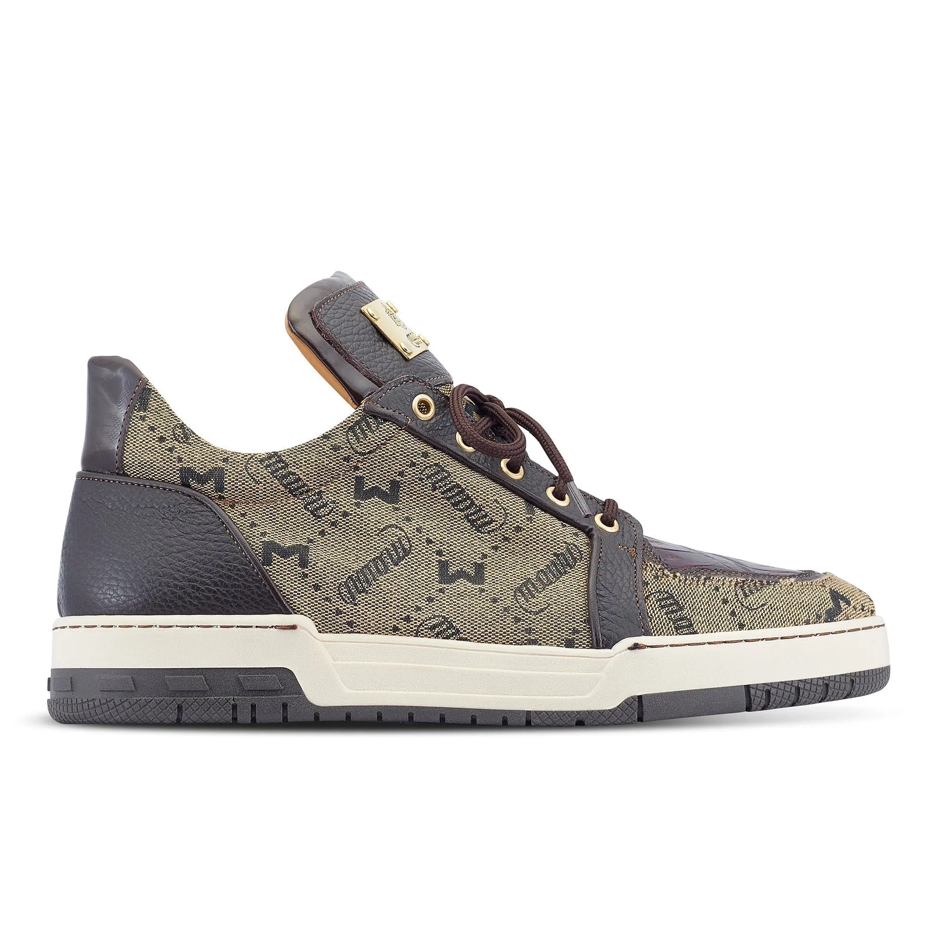 Mauri Shoes Mauri Supreme in Sport Rust / Taupe Mens Exotic Crocodile / Fabric / Calf-Skin Leather Casual Sneakers