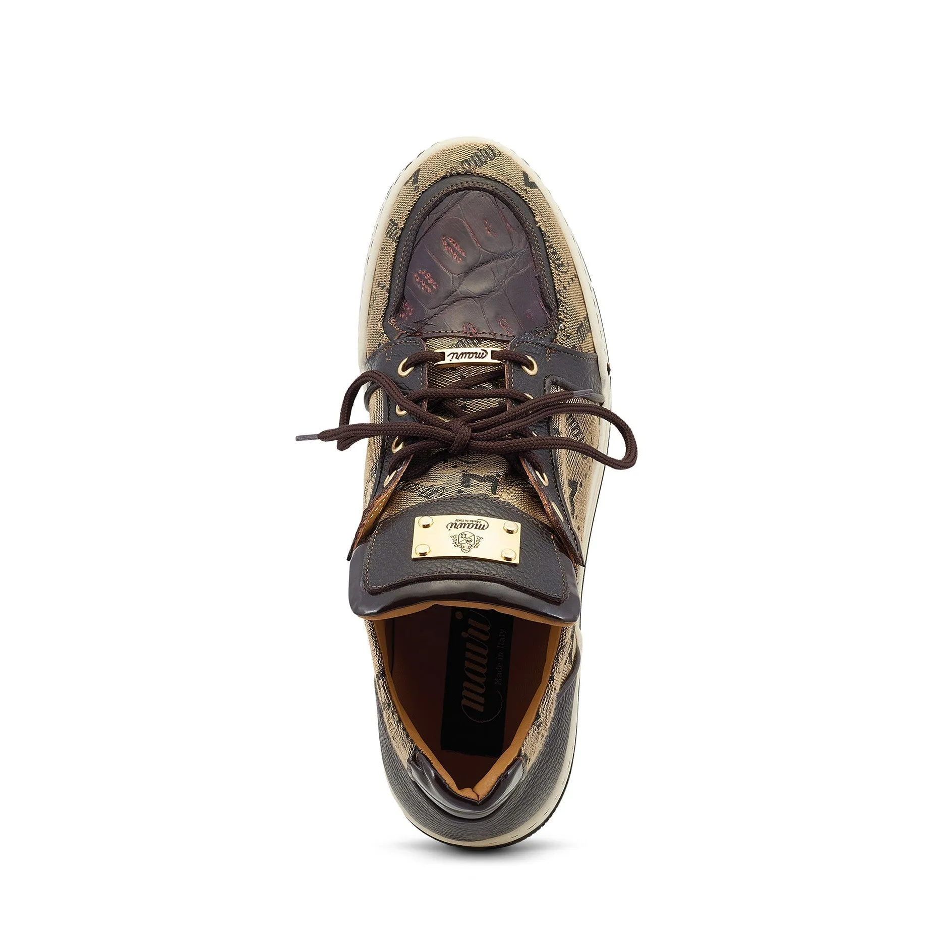 Mauri Shoes Mauri Supreme in Sport Rust / Taupe Mens Exotic Crocodile / Fabric / Calf-Skin Leather Casual Sneakers