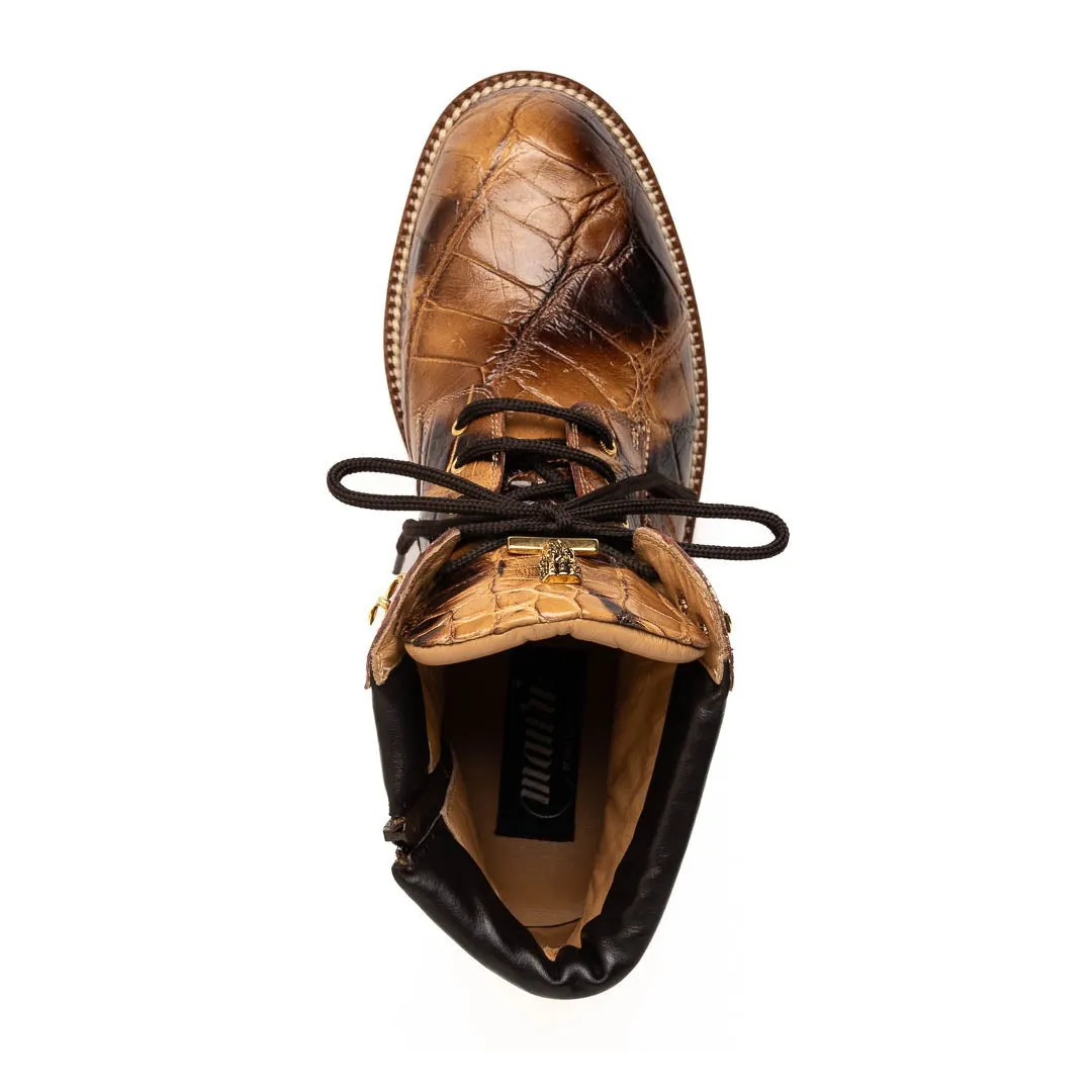 Mauri Shoes Mauri Troop in Dune / Smoke / T.Moro Mens Exotic Alligator / Calf-Skin Leather Boots