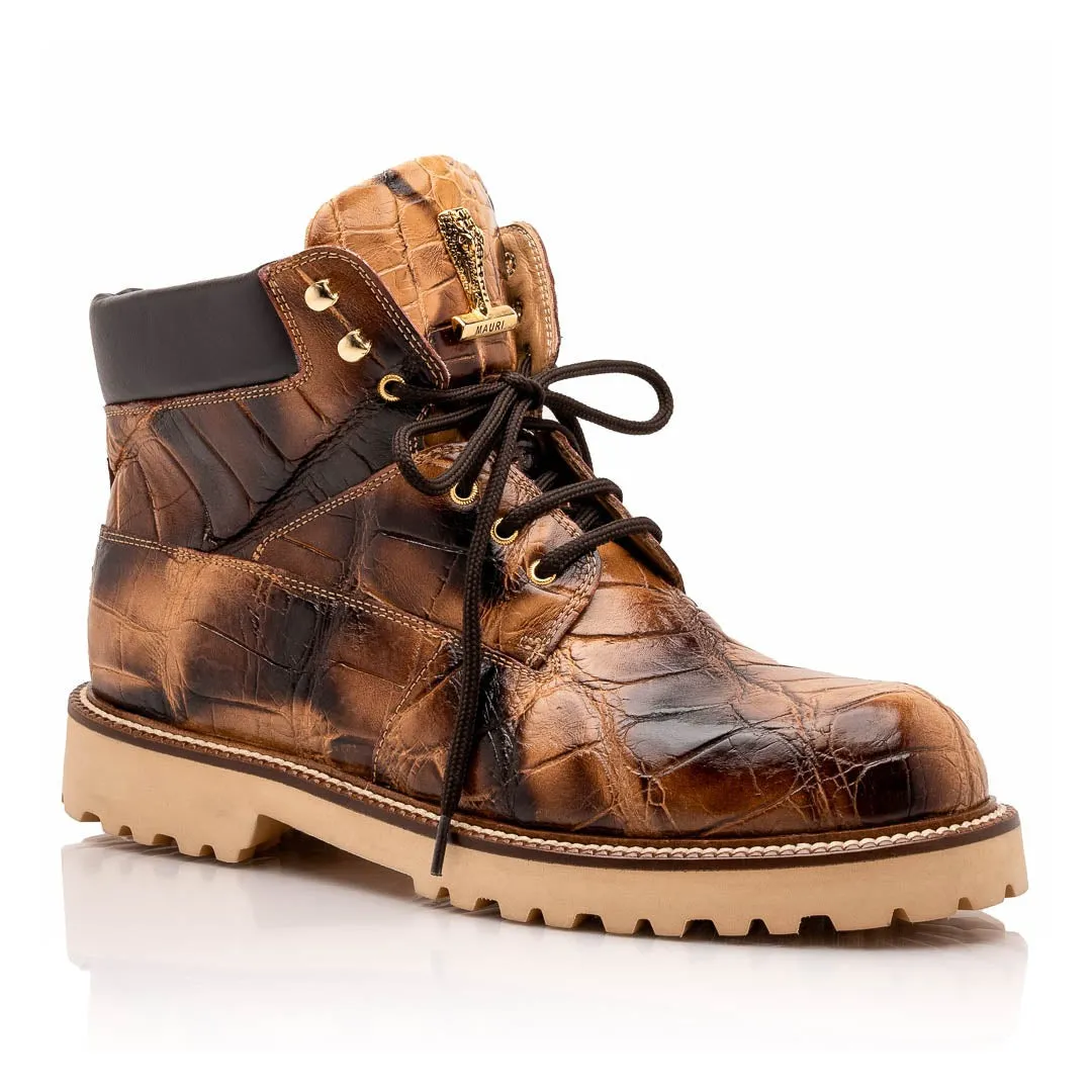 Mauri Shoes Mauri Troop in Dune / Smoke / T.Moro Mens Exotic Alligator / Calf-Skin Leather Boots