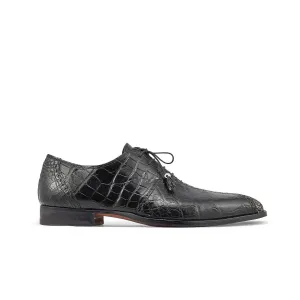 Mauri Shoes Mauri Two Face in Black / White Mens Exotic Alligator / Matahari Fabric High End Oxfords