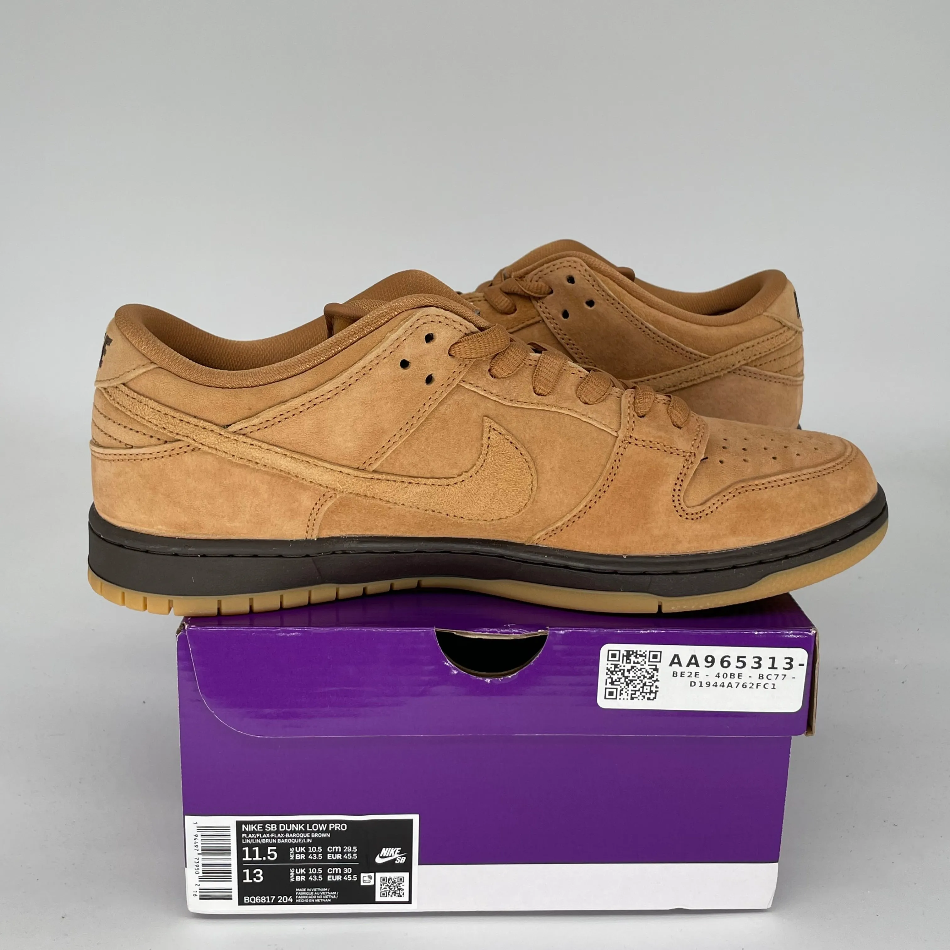 NIKE SB DUNK LOW WHEAT SIZE 11.5 BQ6817-204