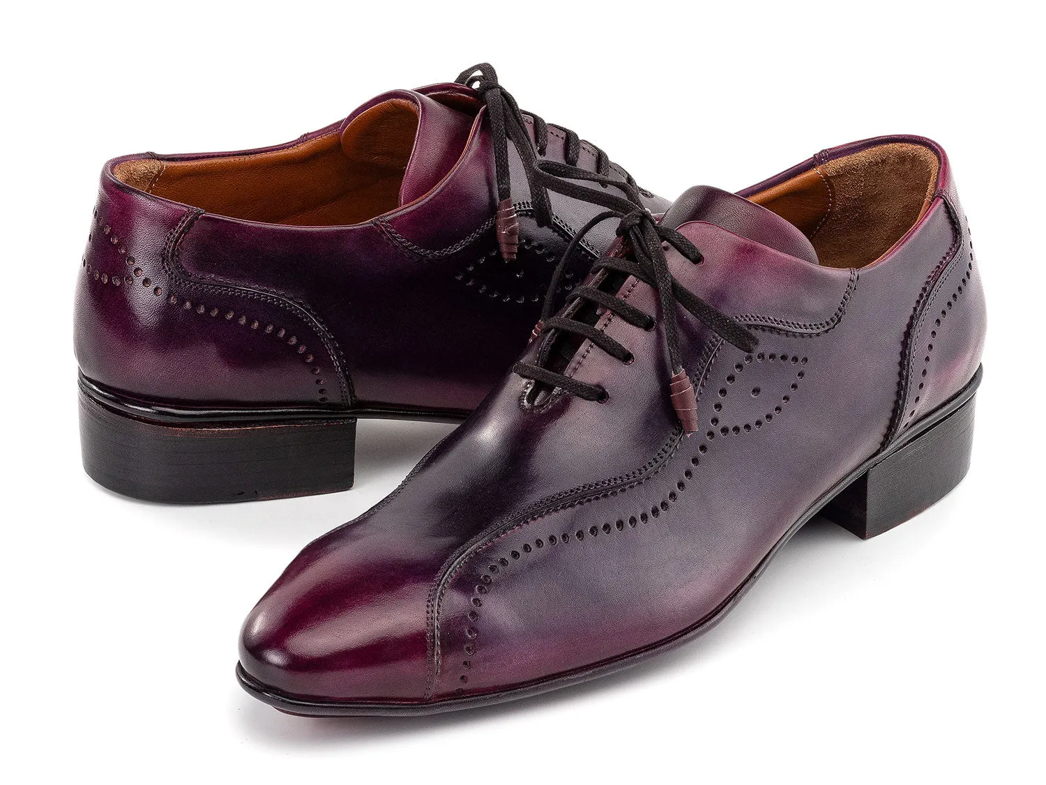 Paul Parkman Shoes Paul Parkman Handmade Burnished Lace-Up Casual Shoes in Purple