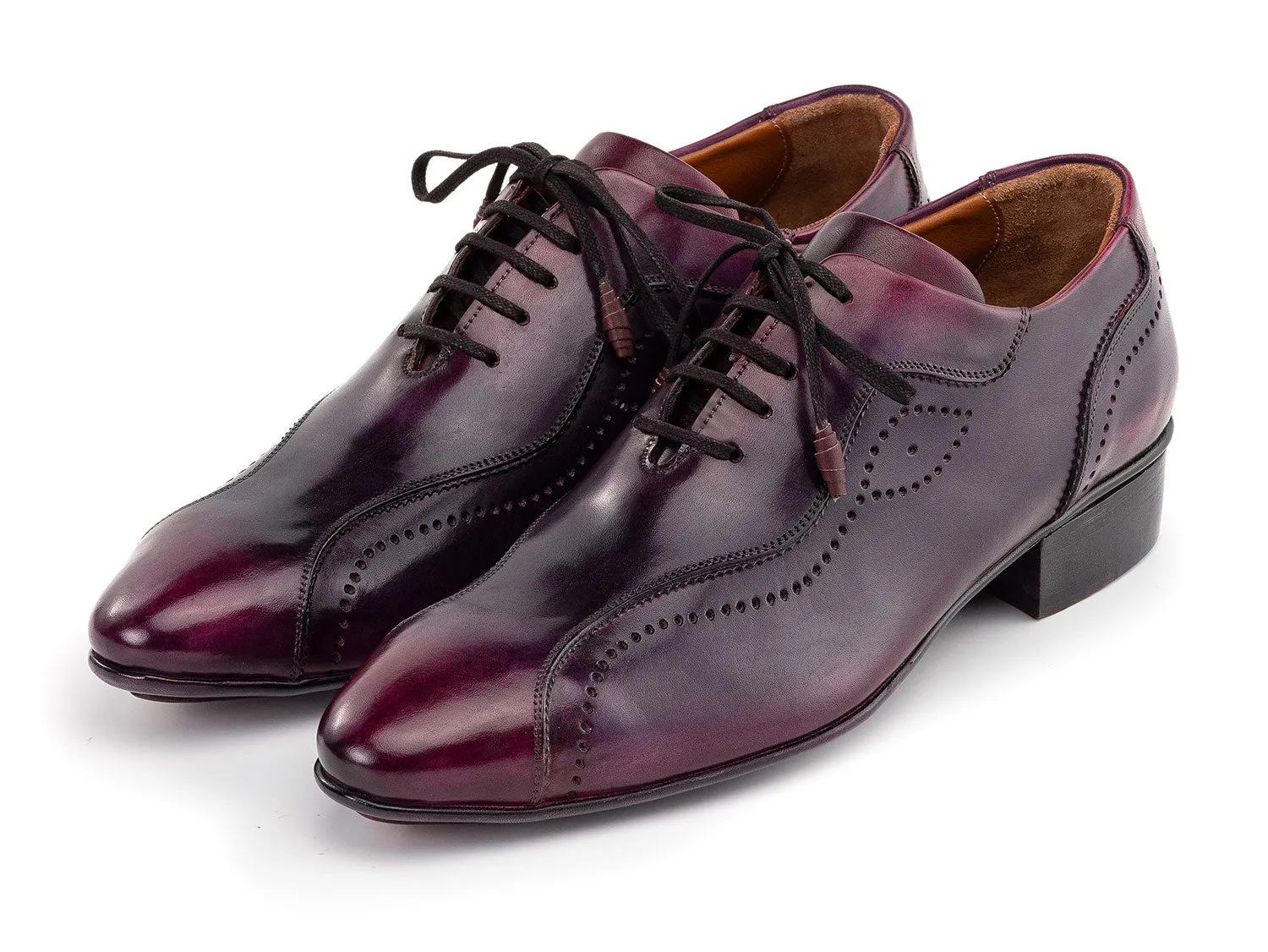 Paul Parkman Shoes Paul Parkman Handmade Burnished Lace-Up Casual Shoes in Purple
