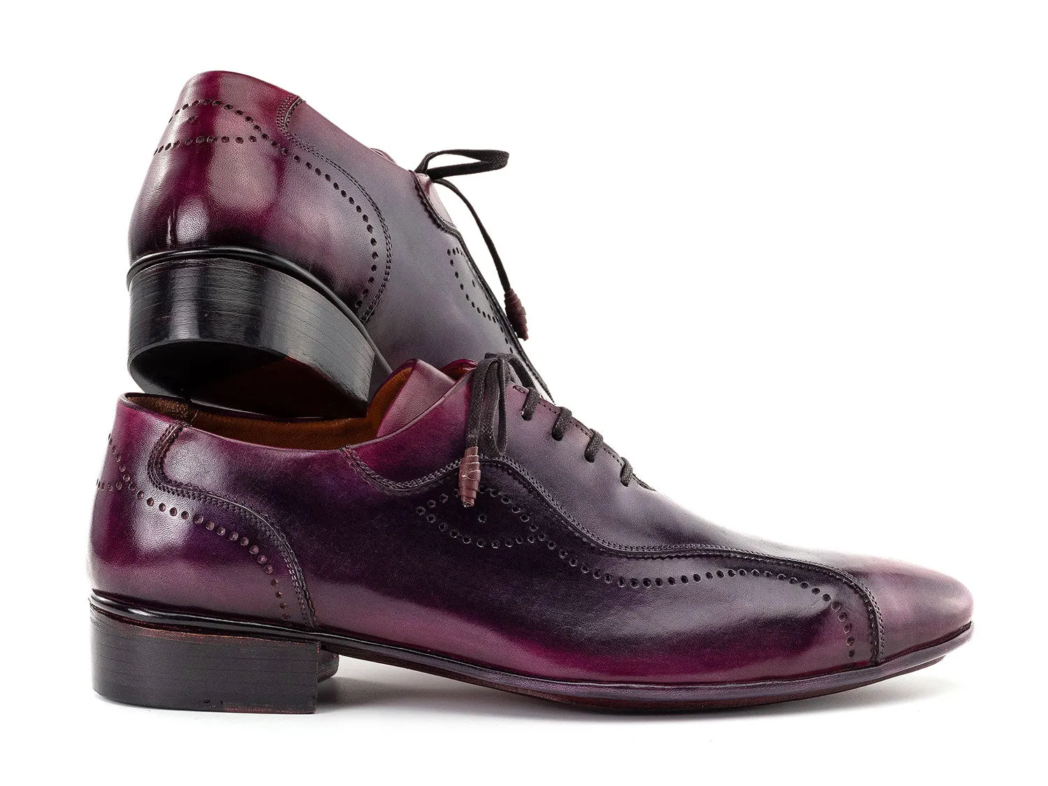 Paul Parkman Shoes Paul Parkman Handmade Burnished Lace-Up Casual Shoes in Purple