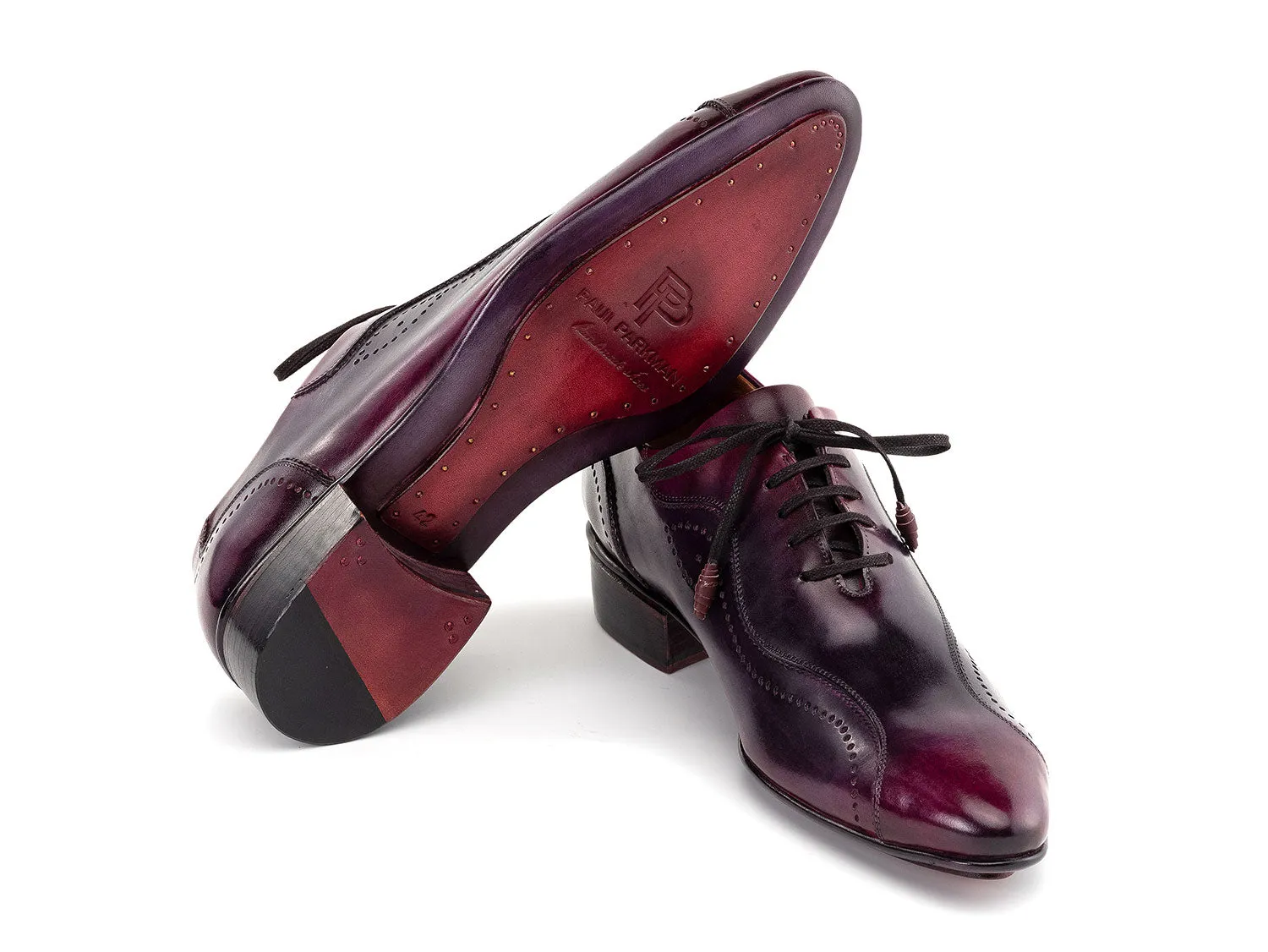 Paul Parkman Shoes Paul Parkman Handmade Burnished Lace-Up Casual Shoes in Purple
