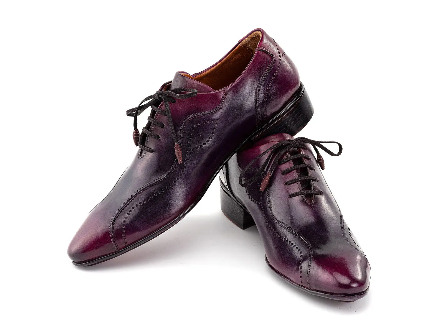 Paul Parkman Shoes Paul Parkman Handmade Burnished Lace-Up Casual Shoes in Purple