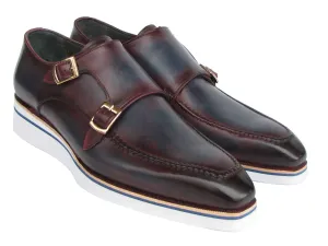 Paul Parkman Shoes Paul Parkman Men's Smart Casual Monkstraps Blue & Bordeaux Patina