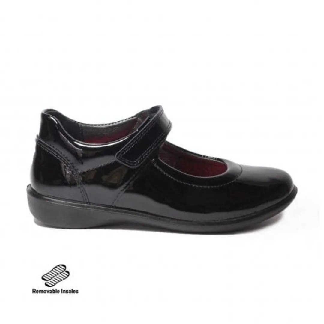 Ricosta: Beth Mary Jane School Shoes - Black Patent