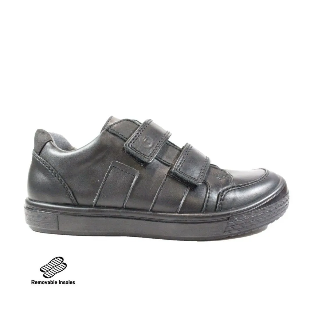 Ricosta: Ethan Rip Tape School Shoes - Black Leather